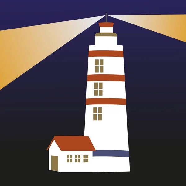 Lighthouse Night Darkness Light Landmark — Stok Vektör