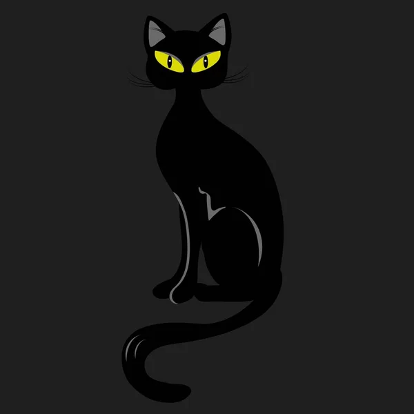 Gato Negro Con Ojos Amarillos Una Habitación Oscura — Archivo Imágenes Vectoriales