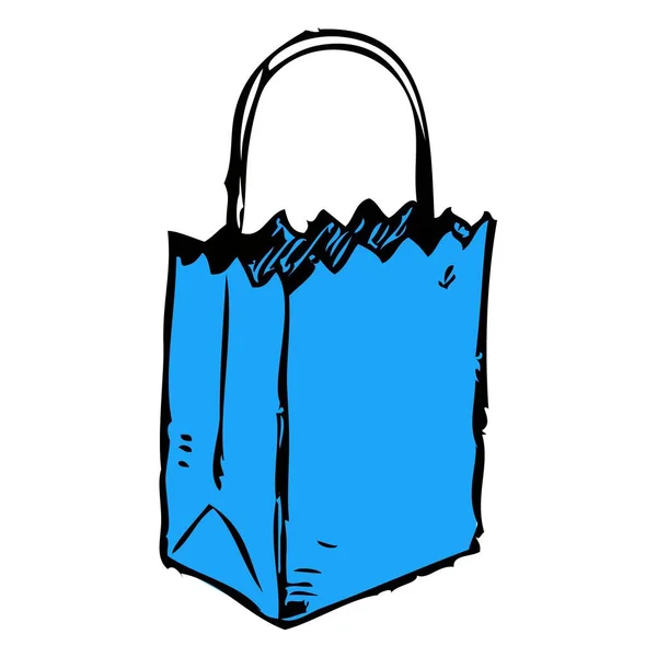 Sac Papier Bleu Avec Poignées — Image vectorielle