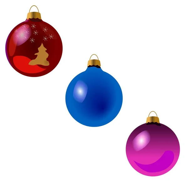 Τρία Χριστουγεννιάτικα Παιχνίδια Μπάλες Για Χριστούγεννα — Διανυσματικό Αρχείο