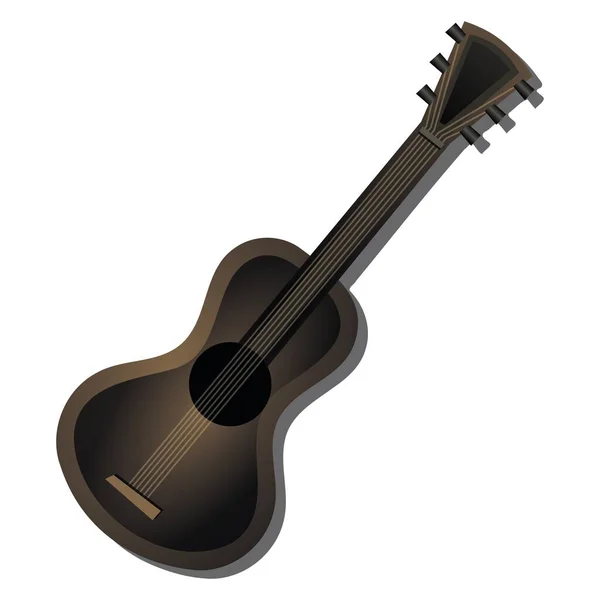 Madeira Escura Guitarra Acústica Seis Cordas — Vetor de Stock