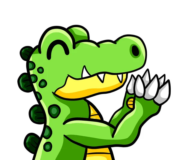 Цифровая Иллюстрация Очаровательного Аплодирующего Крокодила — стоковое фото