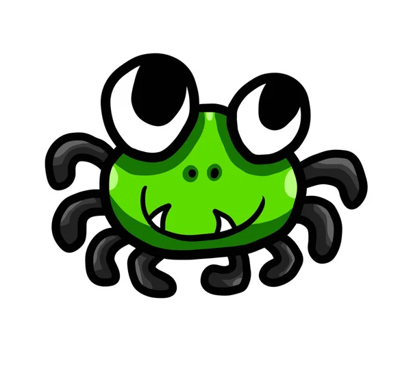 Digital Illustration Adorable Green Spider — ストック写真