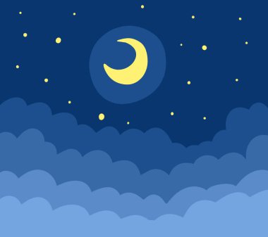 Digital illustration of a cloudy night sky background