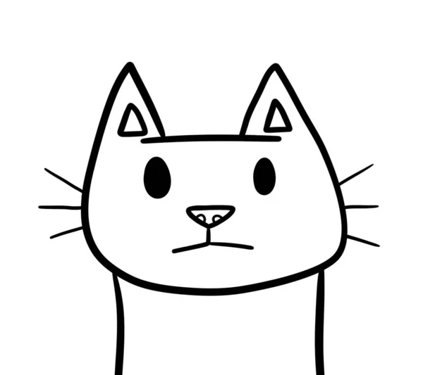Digital Illustration Adorable Sad Cat Doodle — Fotografia de Stock