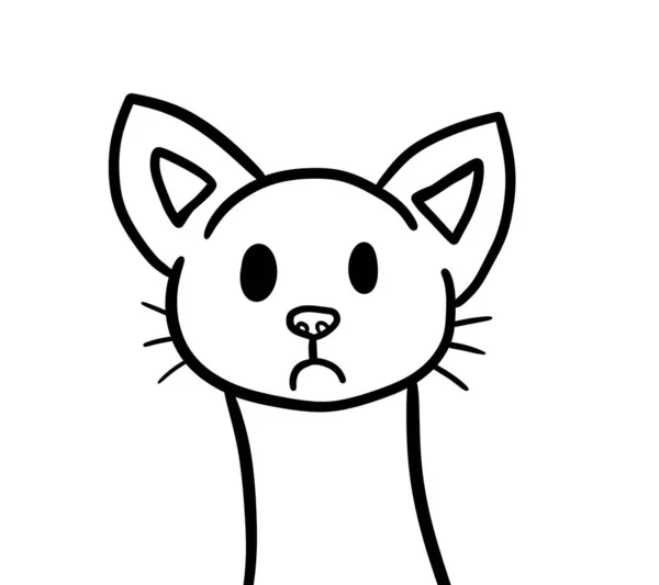 Digital Illustration Adorable Sad Cat Doodle — Stockfoto