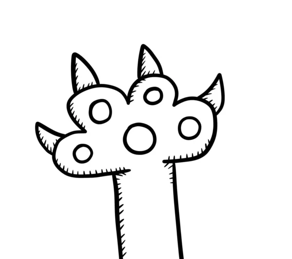 Illustrazione Digitale Cartoon Cat Paw Doodle — Foto Stock
