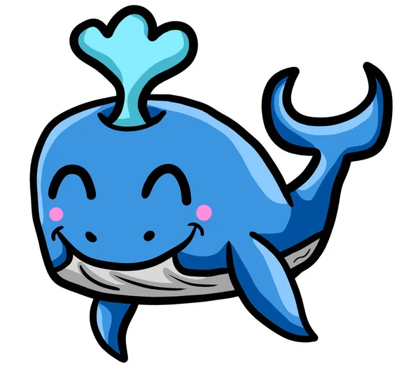 Digital illustration of an adorable happy whale