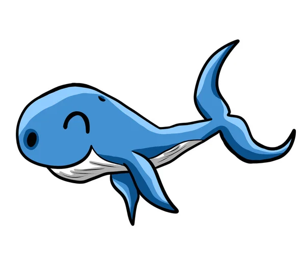 Digital illustration of a happy whale