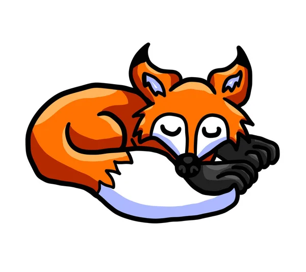 Digital Illustration Adorable Sleeping Fox — Stockfoto