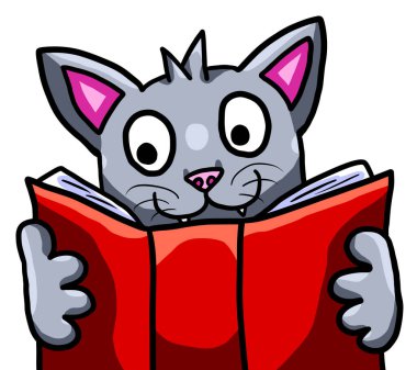 Çalışan sevimli bir kedinin dijital çizimi