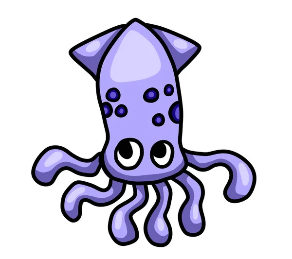 Digital Illustration Adorable Blue Squid — Fotografia de Stock