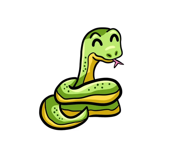 Ilustração Digital Uma Adorável Cobra Verde — Fotografia de Stock