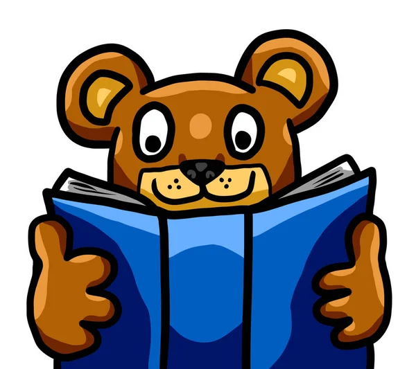 Digital Illustration Adorable Teddy Bear Studying — Stockfoto