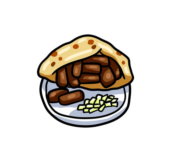 Digital Illustration Cartoon Chevap Grilled Meat Bosnian Croatian Cuisine — ストック写真