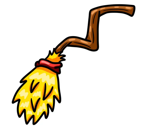 Digital Illustration Cartoon Witch Broom — 图库照片