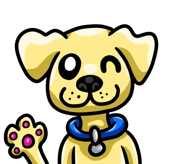 Digital illustration of a cute waving dog