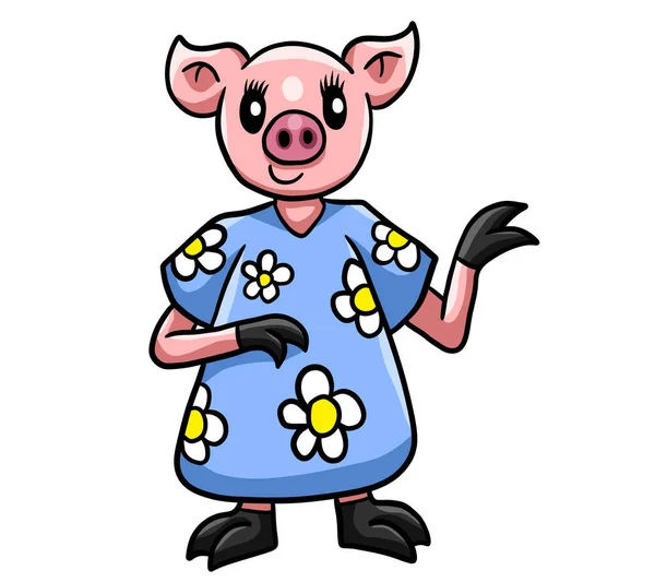 Digital Illustration Happy Mother Pig — 스톡 사진