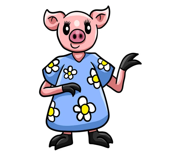 Digital Illustration Happy Mother Pig — Foto Stock