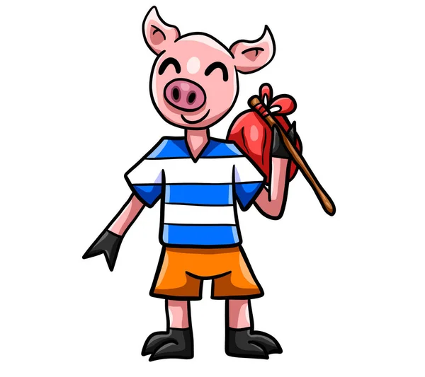 Digital Illustration Happy Little Pig — Foto de Stock