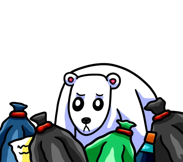 Digital illustration of a sad polar bear