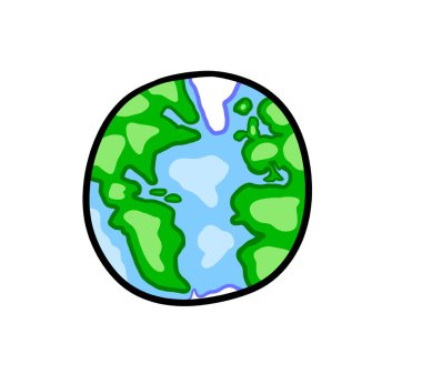 Bir çizgi film gezegeni Dünya 'nın dijital çizimi