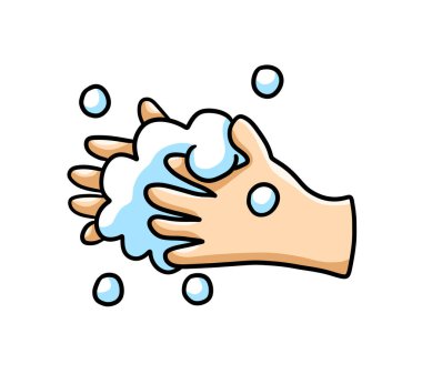 Digital illustration of cartoon wash your hands icon