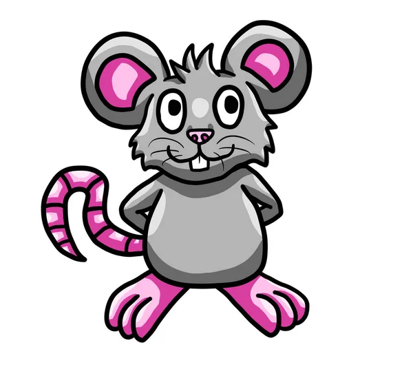 Digital Illustration Curious Mouse — 图库照片