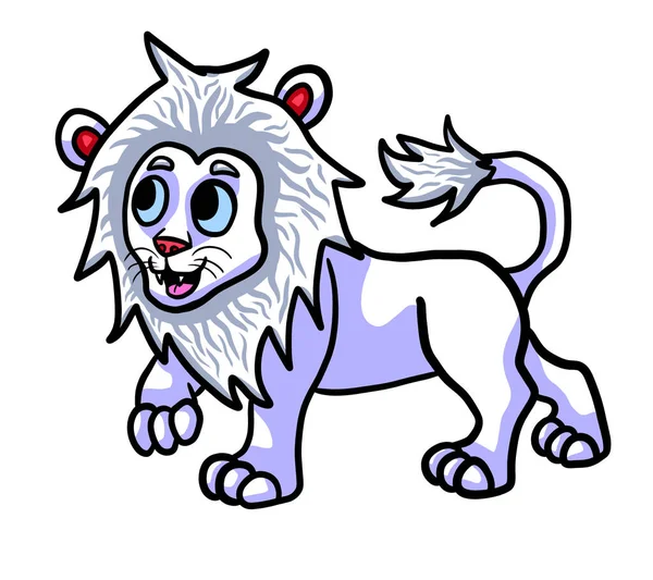 Digital Illustration Adorable Albino Lion — 图库照片