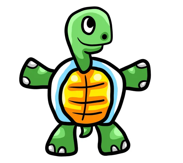 Digital illustration of a cute little turtle