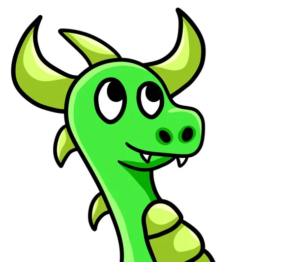 Digital Illustration Cute Green Dragon — Stock fotografie