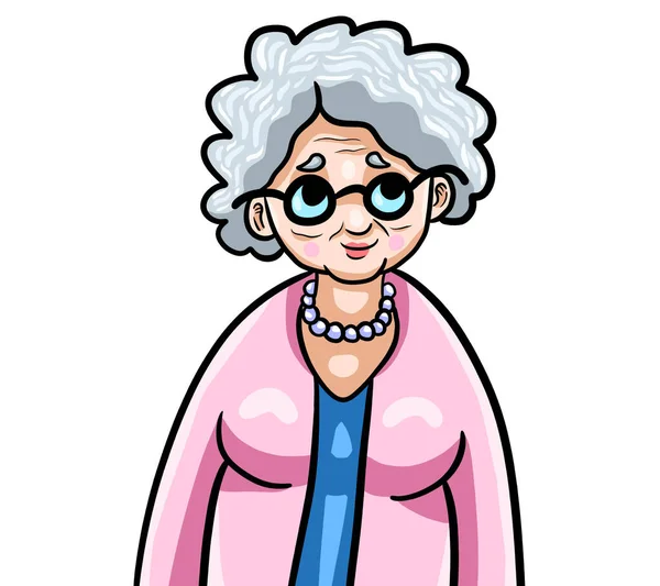 Digital Illustration Cute Old Grandma — ストック写真