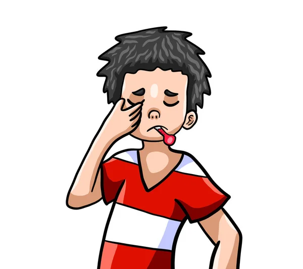 Digital Illustration Sad Sick Boy — Foto Stock