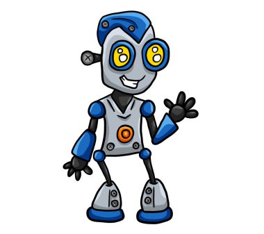 Mutlu sallanan bir robotun dijital çizimi