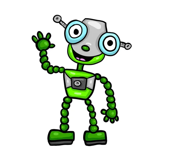 Digitális Illusztráció Egy Boldog Robot — Stock Fotó