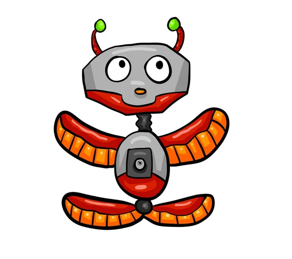 Digitális Illusztráció Egy Boldog Robot — Stock Fotó