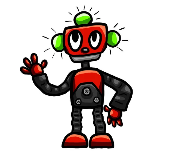 Digital Illustration Happy Robot — Stockfoto