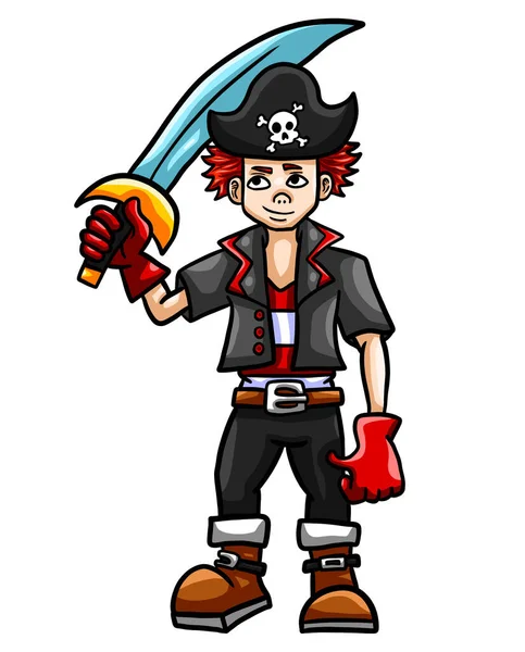 Цифрова Ілюстрація Капітана Піратського Хлопчика — стокове фото