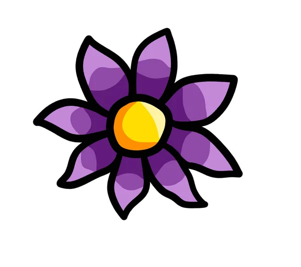 Digital Illustration Cute Purple Flower — стоковое фото