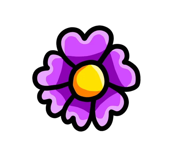 Digital Illustration Cute Purple Flower — 图库照片