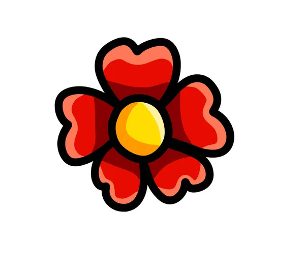 Sevimli Kırmızı Bir Çiçeğin Dijital Çizimi — Stok fotoğraf