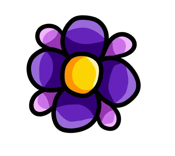 Digital Illustration Cute Purple Flower — 스톡 사진