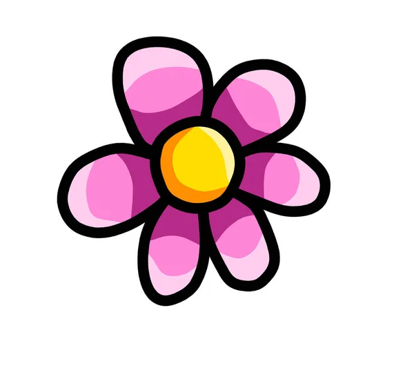 Digital Illustration Cute Pink Flower — 图库照片