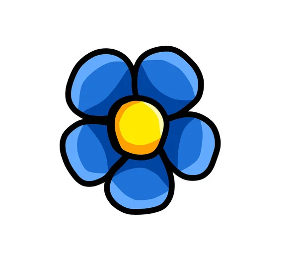 Digital Illustration Cute Blue Flower —  Fotos de Stock