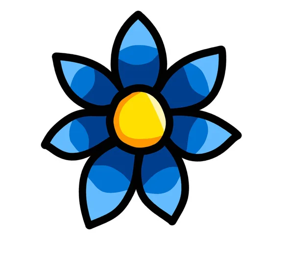 Digital Illustration Cute Blue Flower — стоковое фото
