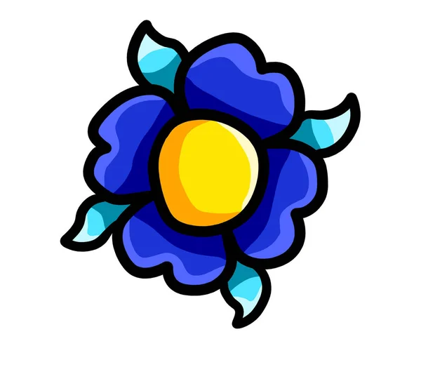 Digitální Ilustrace Roztomilé Modré Květiny — Stock fotografie