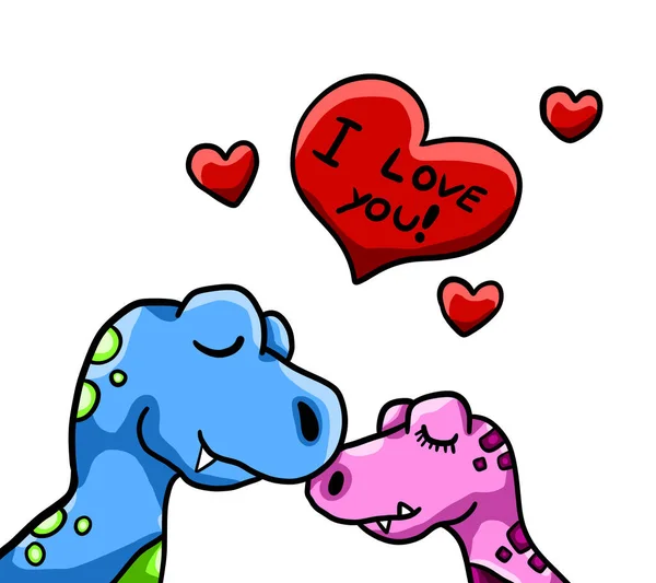 Digital Illustrations Dinosaurs Love — 图库照片