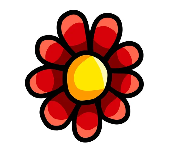 Digital Illustration Cute Red Flower — ストック写真