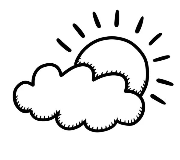 Digital Illustration Cartoon Summer Sun Cloud Doodle — 图库照片