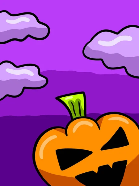 Digital Illustration Cartoon Happy Halloween Pumpkin Card — Stock Photo, Image